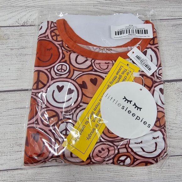 NIB Little Sleepies Groovy Baby Two Piece Short Sleeve Pajama Set Size 7/8 - Picture 1 of 3